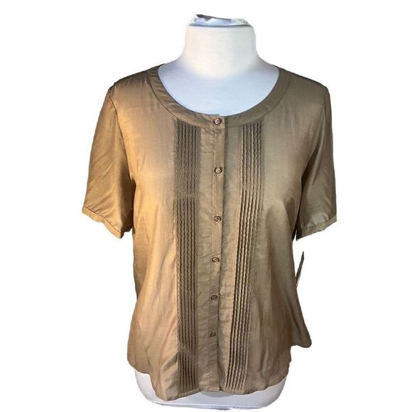 Pendleton Mystic Island Short Sleeve Button Up Blouse with Tuxedo Ruffles, 18P, - Picture 1 of 16